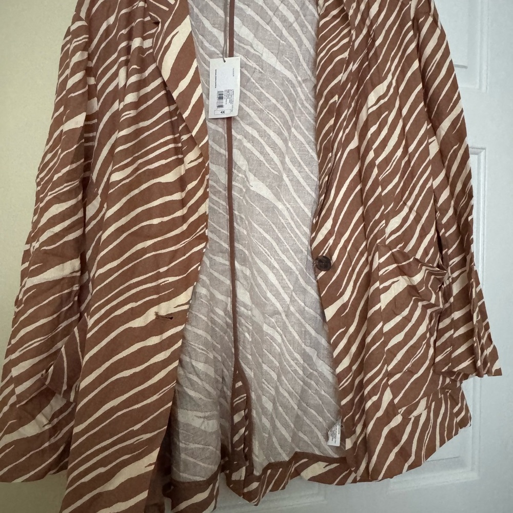 a new day Brown and White Striped Blazer